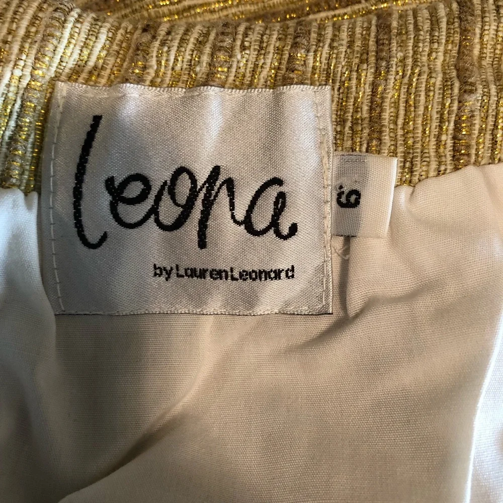 Leona by Lauren Leonarda skirt color gold.